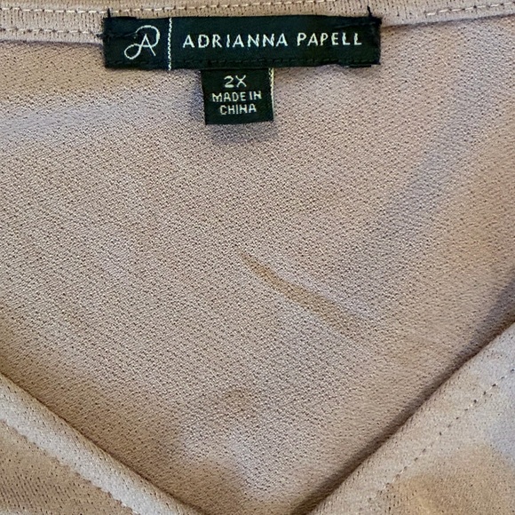 Adrianna Papell Smocked Petal Pink Top Size 2X 3/4 Ruffled Sleeve Peasant - Picture 8 of 13